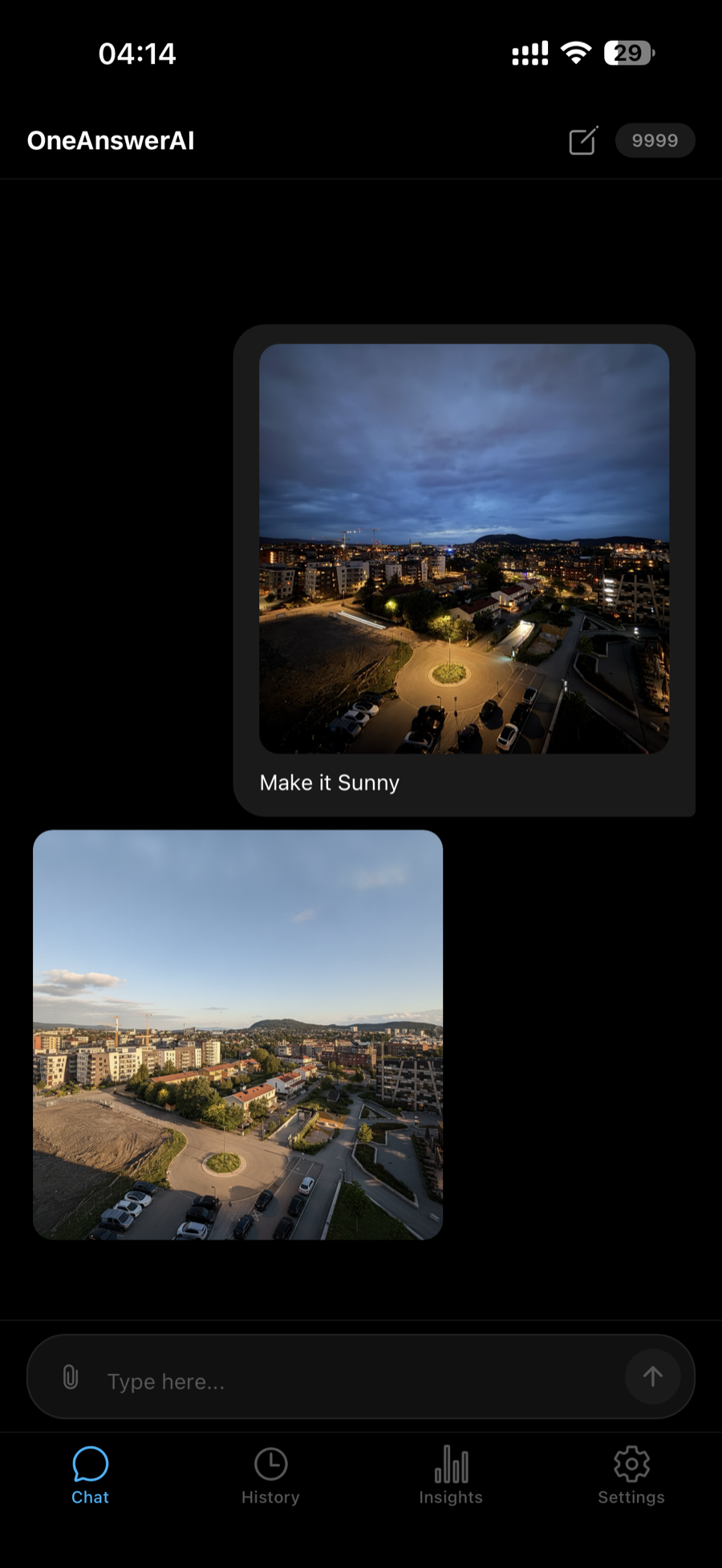 Image editing screen — edit photos by asking